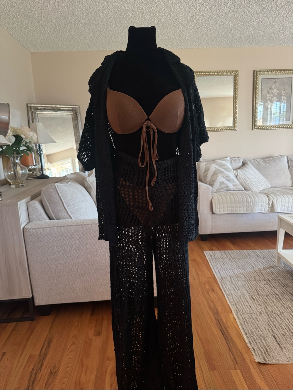 Peppermayo Black Crochet Cover-Up Set